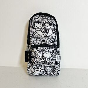 Yoobi x Marvel Superheroes Backpack Style Pencil Case Avengers Black White NWT